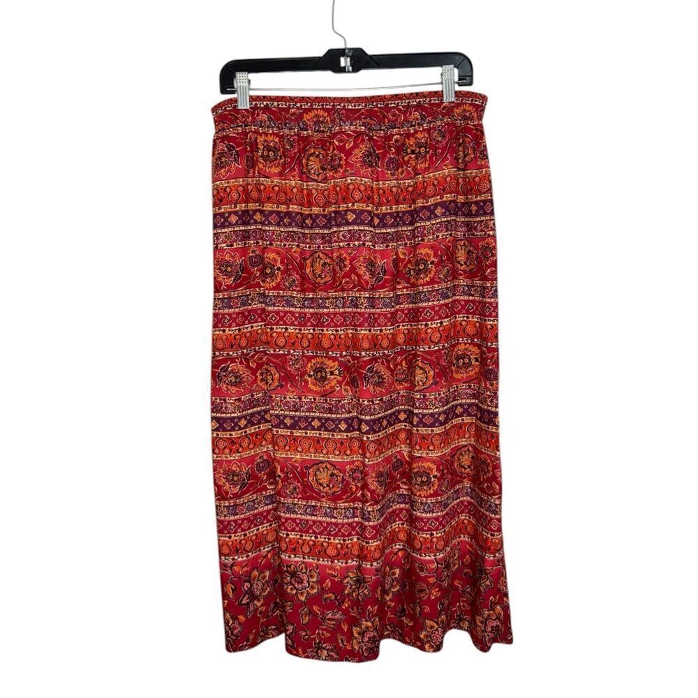 Vintage Jantzen Women’s 14 Midi Skirt Red Purple Floral Hippie Indie Boho 90s - Picture 4 of 6
